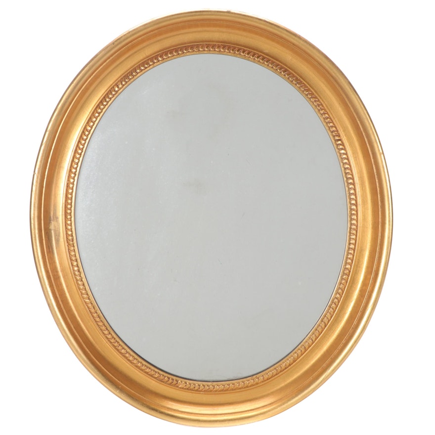 J. A. Olson Co. Giltwood Framed Oval Wall Mirror, Late 20th Century