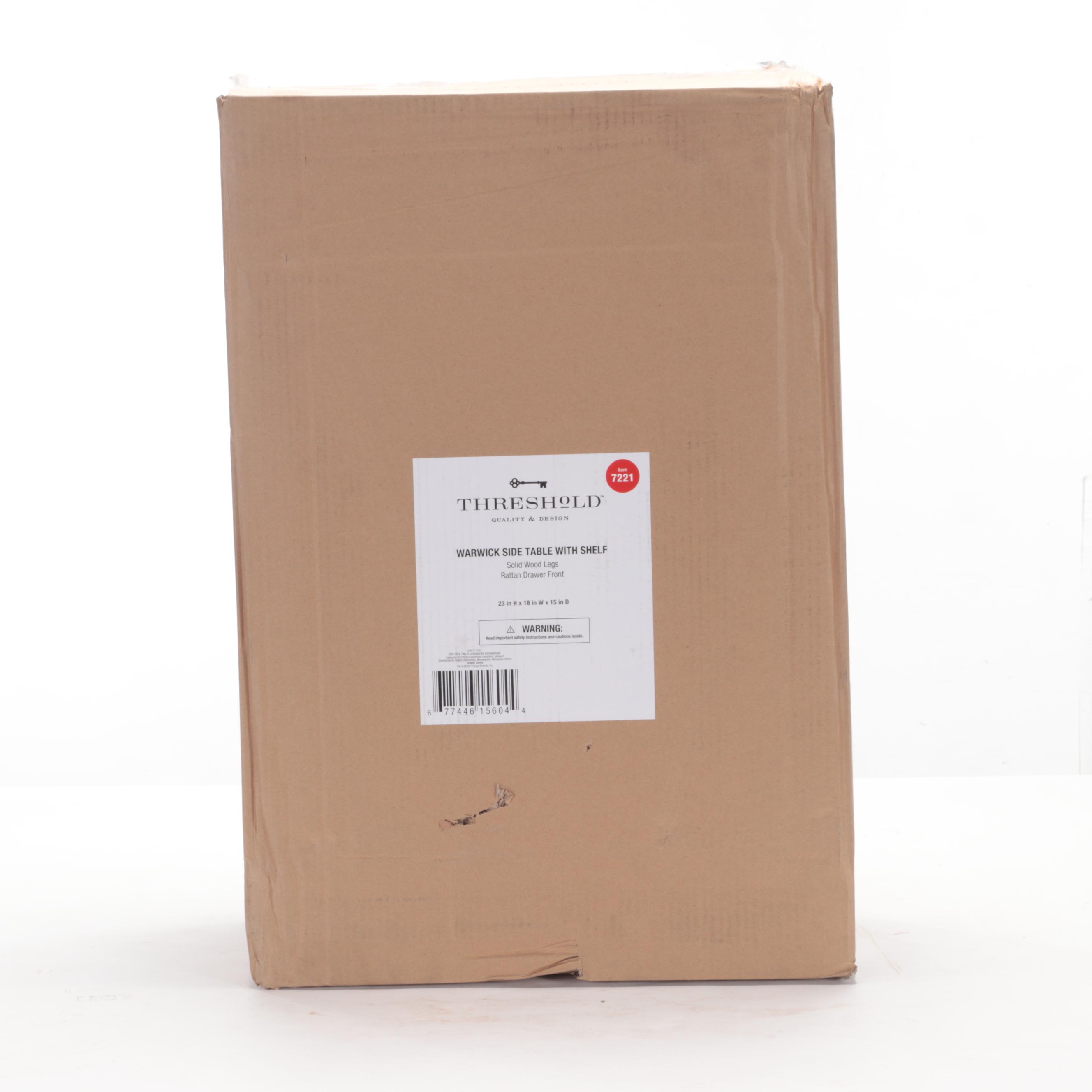 Threshold Warwick Side Table with Rattan Front Drawer EBTH