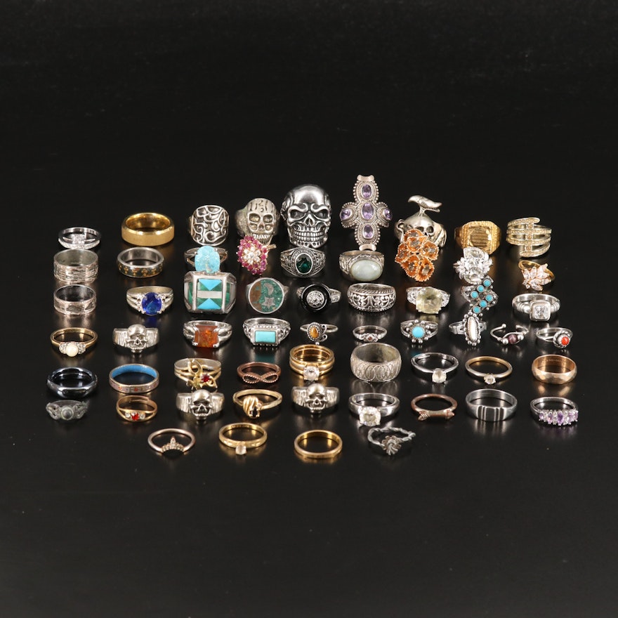 Ring Collection Including Sterling, 900 Silver and Mother-of-Pearl