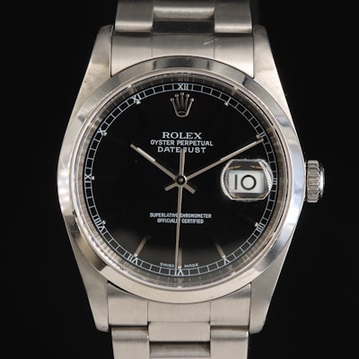 2004 - 2005 Rolex Oyster Perpetual Datejust Stainless Steel Wristwatch