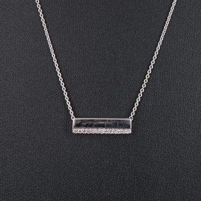 Sterling Diamond Bar Pendant Necklace