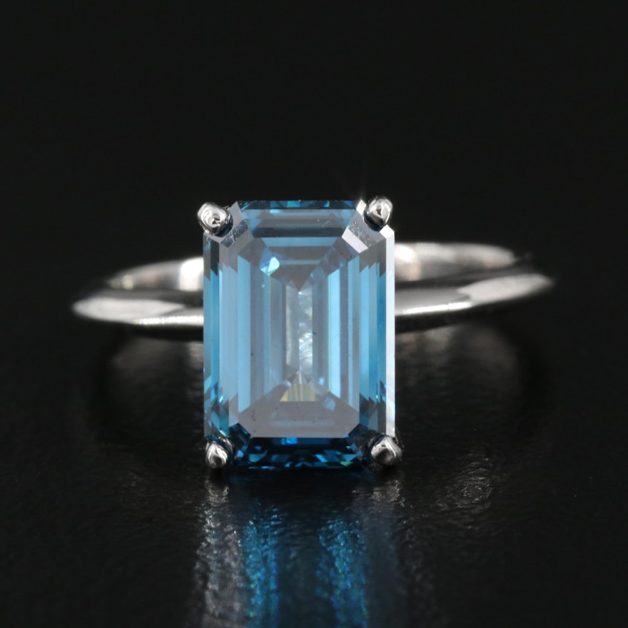 14K 2.52 CT Fancy Dark Blue Diamond Solitaire Ring