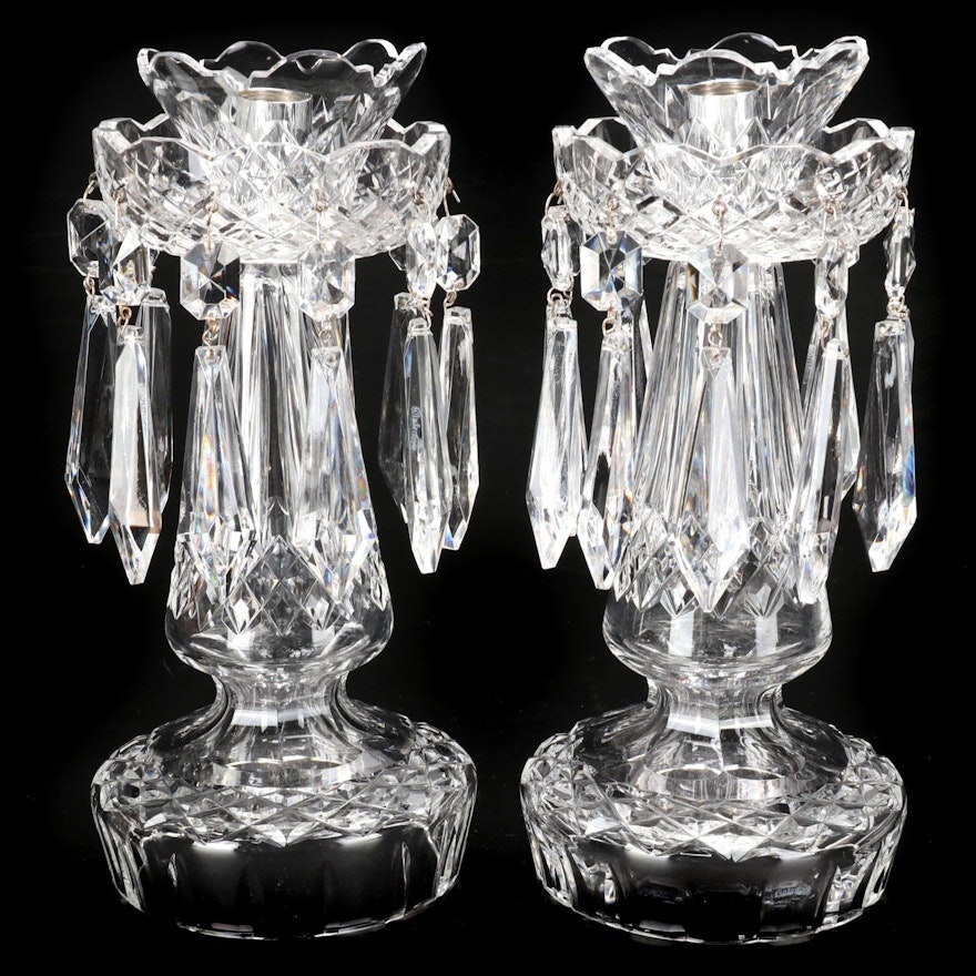 Pair of Waterford Crystal Table Lusters, Mid to Late 20th Century