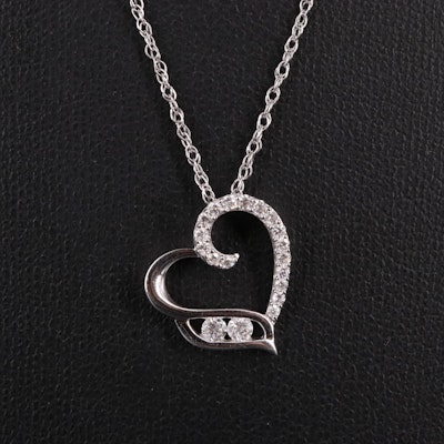 Sterling Diamond Heart Chain Necklace