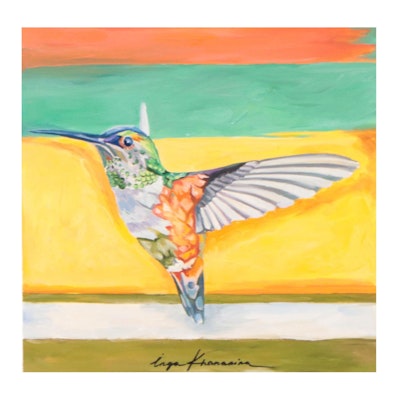 Inga Khanarina Oil Painting of Hummingbird, 2020