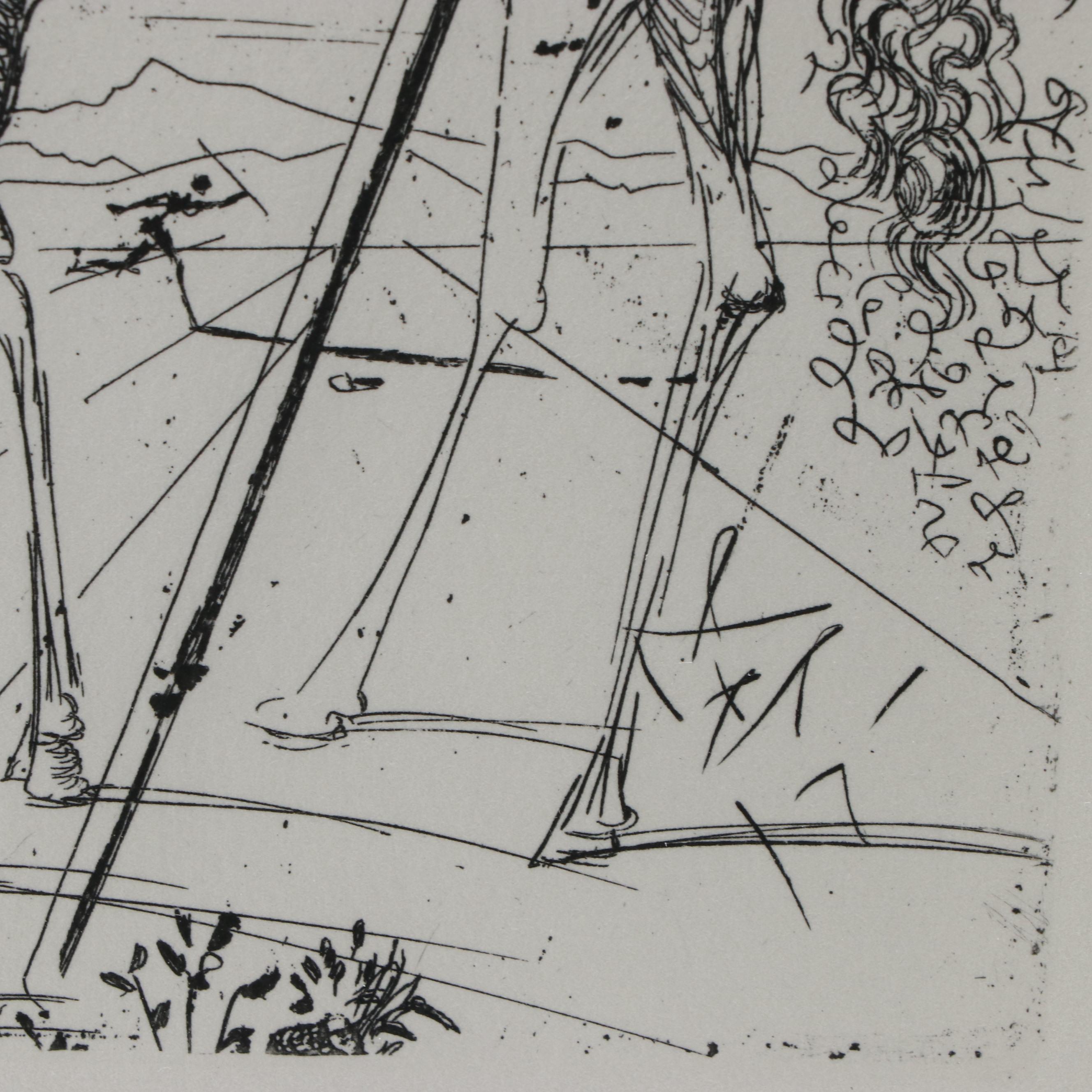 Salvador Dalí Second Edition Restrike Etching "Don Quixote," Circa 1965
