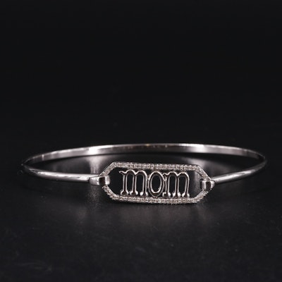 Sterling Diamond "Mom" Bangle Bracelet