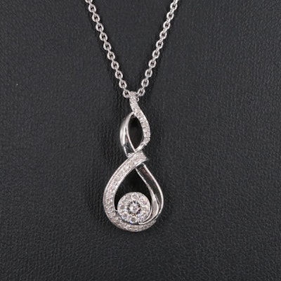 Sterling Diamond Cable Chain Pendant Necklace