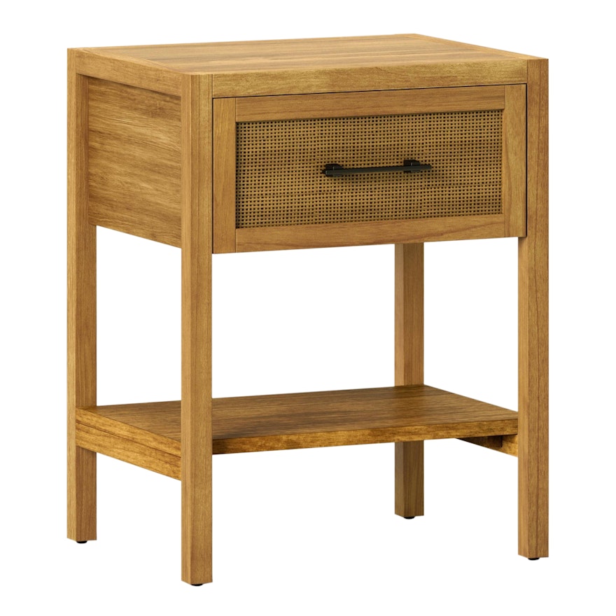 Threshold Warwick Side Table with Rattan Front Drawer