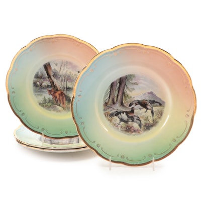 Edward J. Owen "Minerva" Porcelain Plates with Wildlife Scenes, Early 20th C.