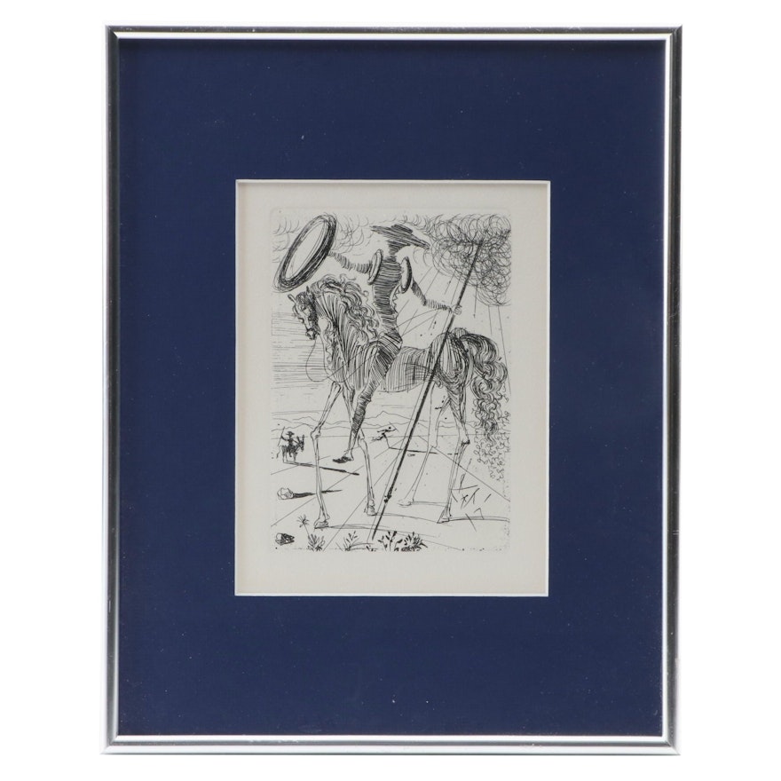 Salvador Dalí Second Edition Restrike Etching "Don Quixote," Circa 1965