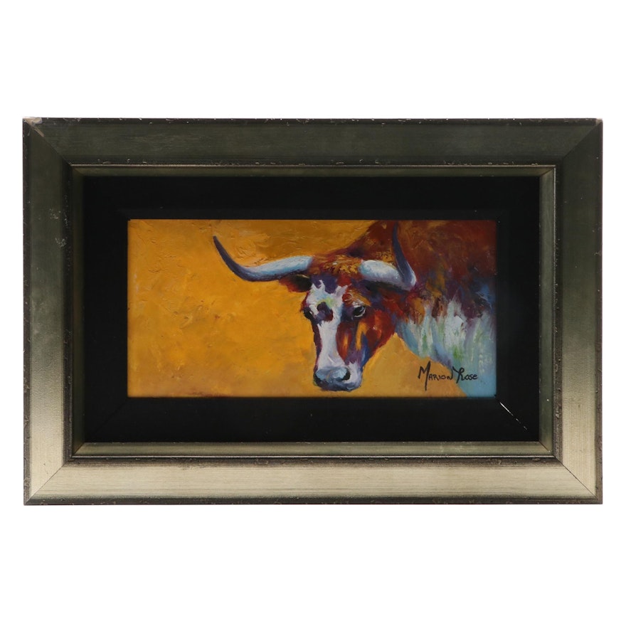 Marion Rose Oil Painting of Bull, 21st Century