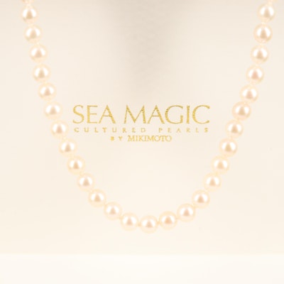 Sea Magic by Mikimoto Pearl Necklace with Sterling Bow Clasp