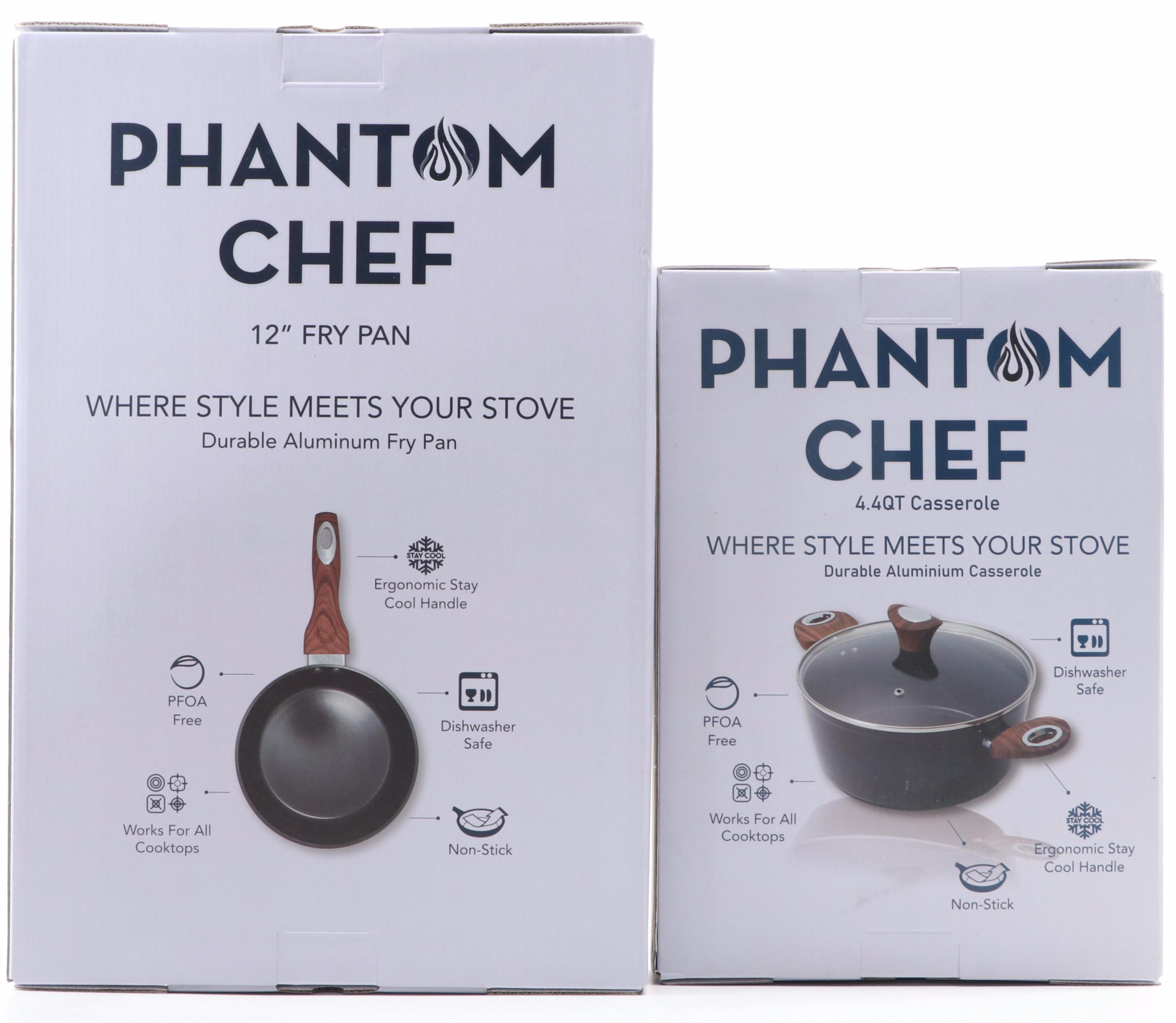 Phantom Chef Aluminum Fry Pans, Sauce Pan, Casserole and 3Piece