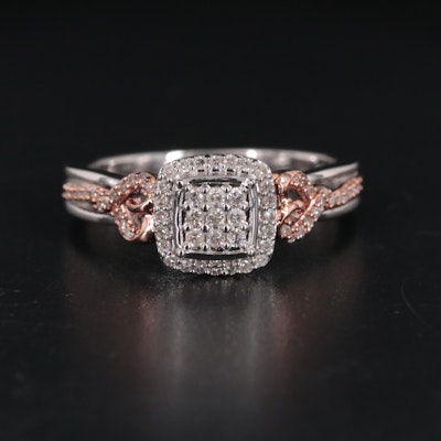 Sterling 0.21 CTW Diamond Ring with Rose Gold Accent