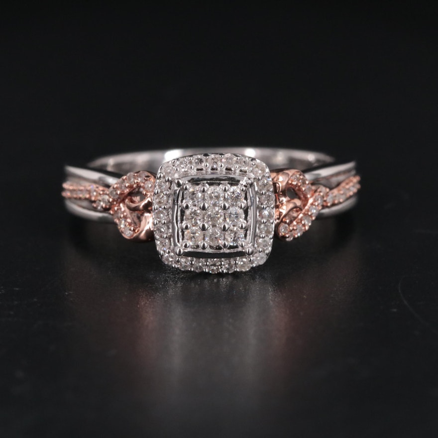Sterling 0.21 CTW Diamond Ring with Rose Gold Accent