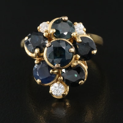 18K Sapphire and Diamond Cluster Ring