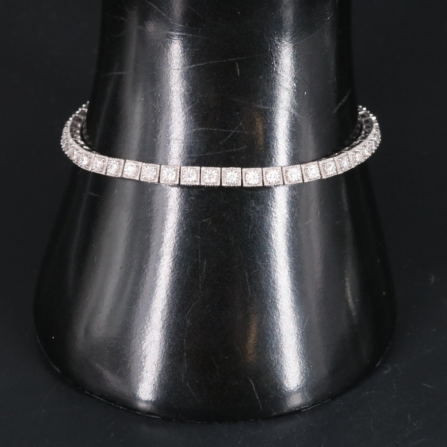 Sterling Diamond Box Chain Bracelet