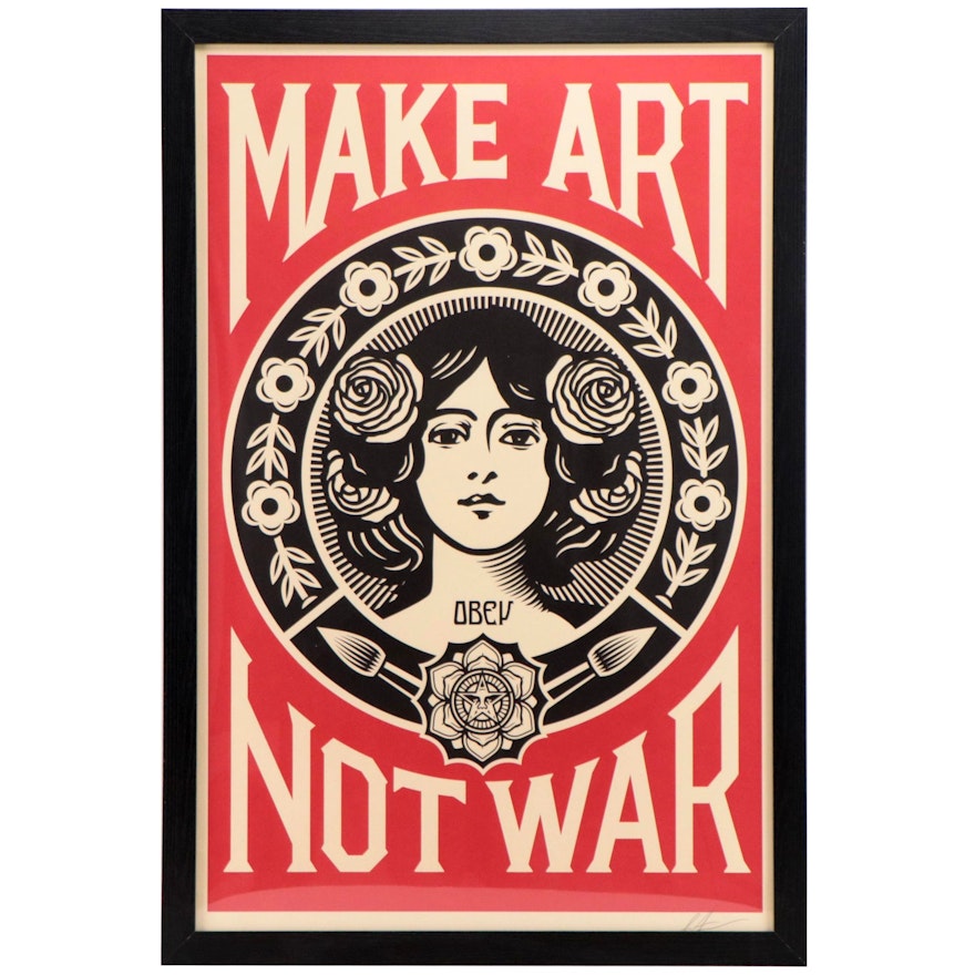 Shepard Fairey Offset Print "Make Art Not War," 21st Century