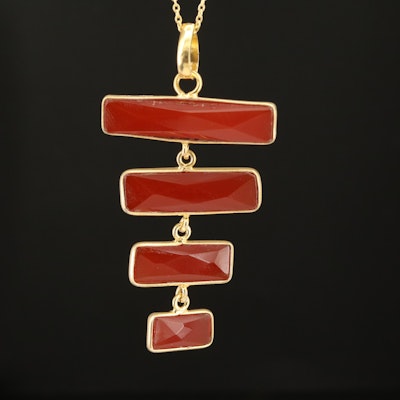 Sterling Carnelian Tiered Pendant Necklace