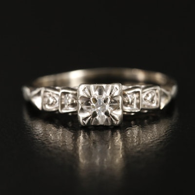 1950s 14K 0.03 CT Diamond  Ring