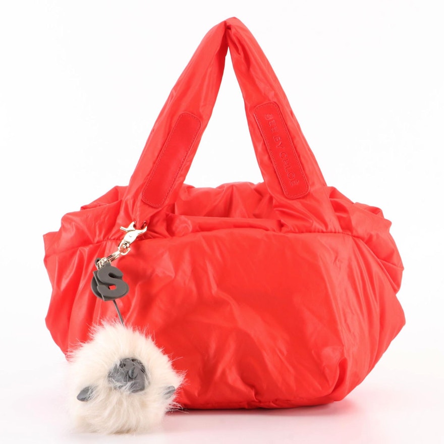See by Chloé Small Joy Rider Bag with Hedgehog Keychain in Nylon