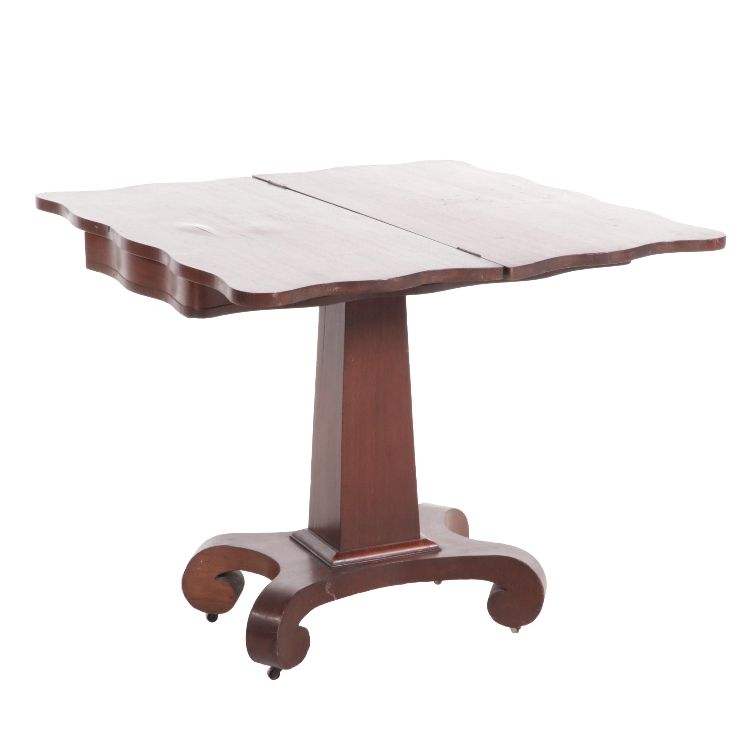 American Empire Walnut FlipTop Games Table, Mid19th Century EBTH