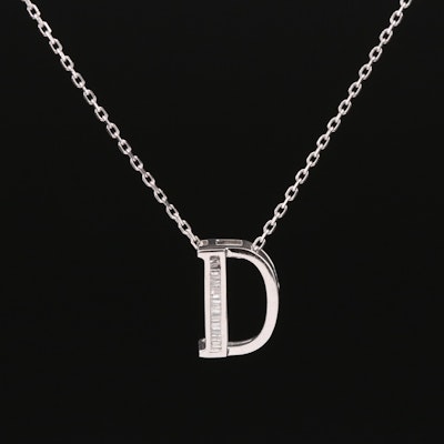 14K 0.06 CTW Diamond "D" Pendant Necklace
