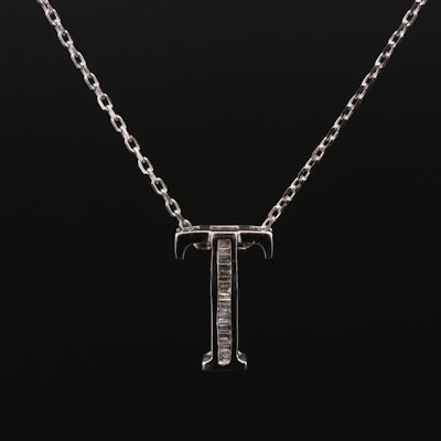 14K 0.06 CTW Diamond "T" Initial Pendant Necklace
