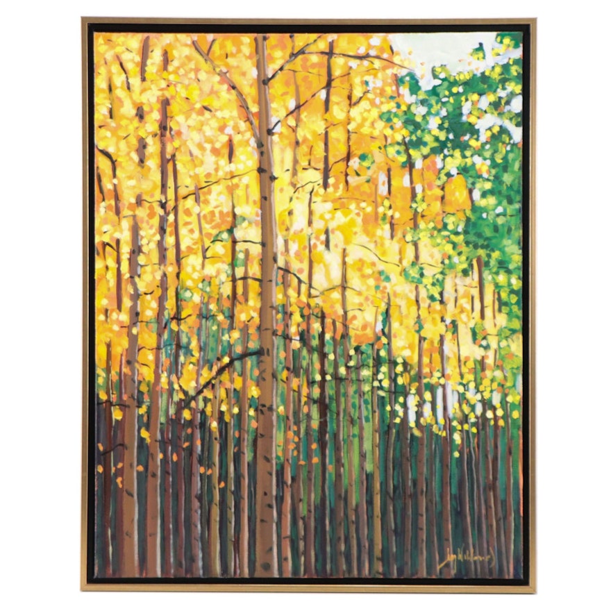 Jay Wilford Landscape Oil Painting "Aspen Grove," 21st Century