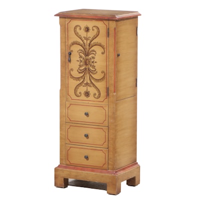 Classical Ocher-Painted and Stenciled Jewelry Chest