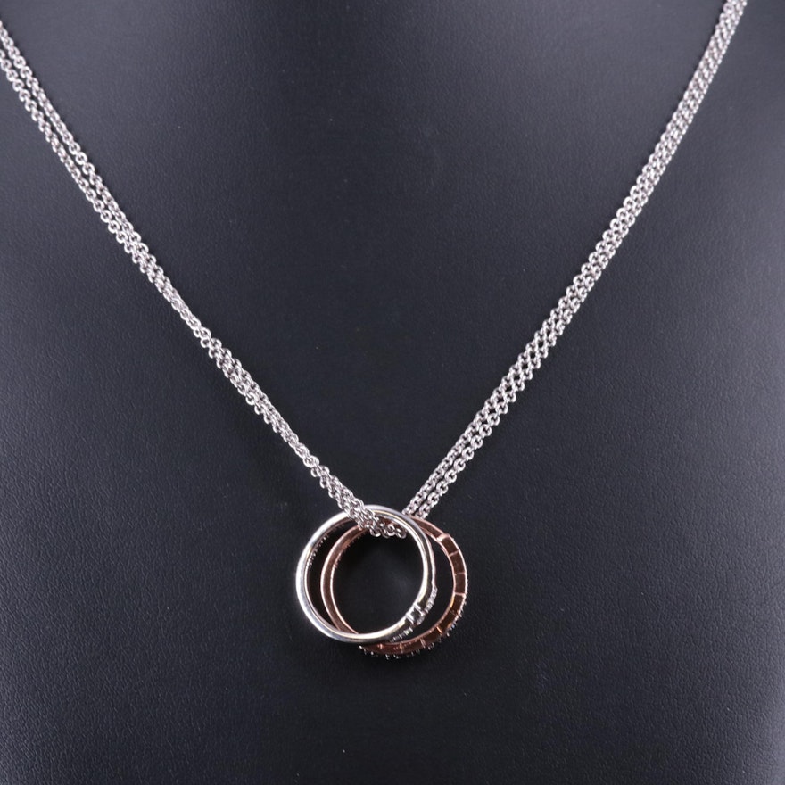 Sterling 0.11 CTW Diamond Double Chain Necklace