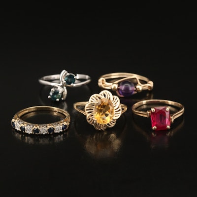 10K and 14K Rings Including Amethyst, Citrine and Diamond