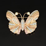 Swarovski Crystal and Enamel Butterfly Brooch
