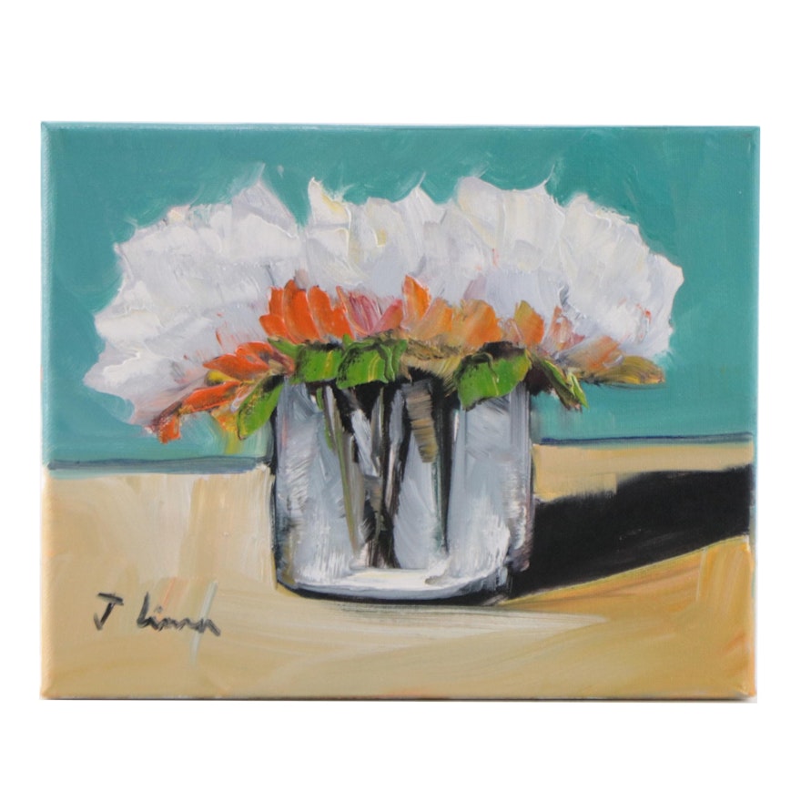 José M. Lima Floral Still Life Oil Painting, 2022
