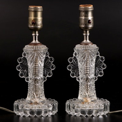 Pressed Glass Table Lamps, Mid-20th Century