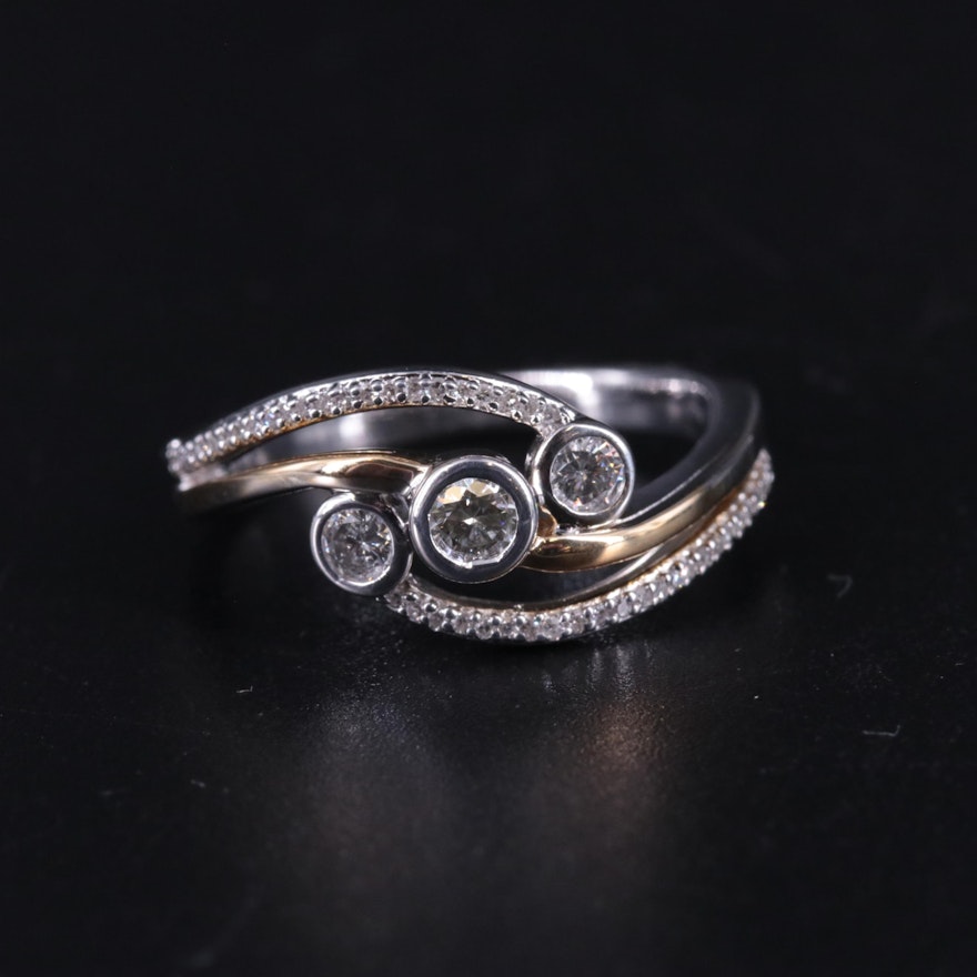 Sterling and 10K Gold 0.34 CTW Diamond Ring