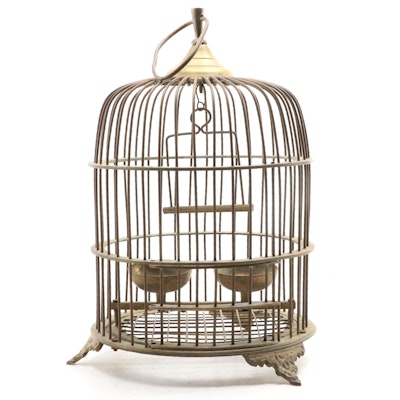 Brass and Metal Birdcage, Mid-20th Century