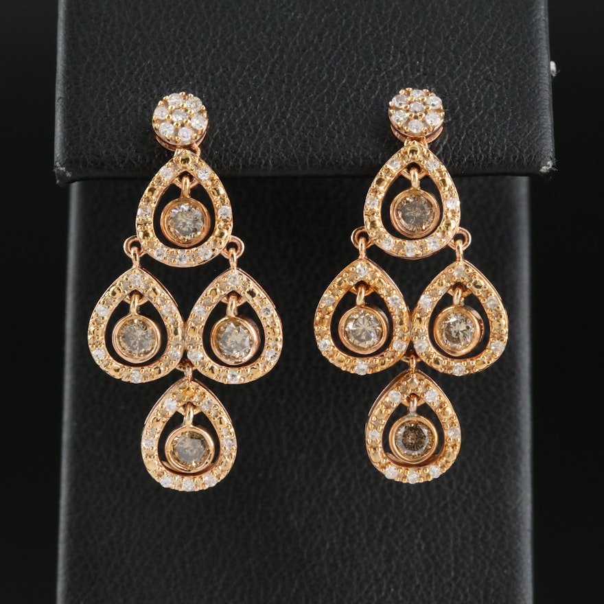 14K Rose Gold 1.04 CTW Diamond Earrings