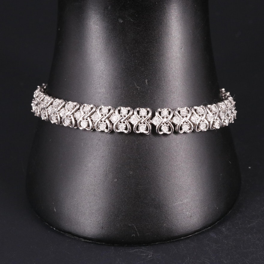 Sterling Silver 1.02 CTW Diamond Bracelet