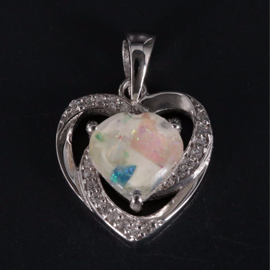 Sterling Silver Gemstone Heart Pendant