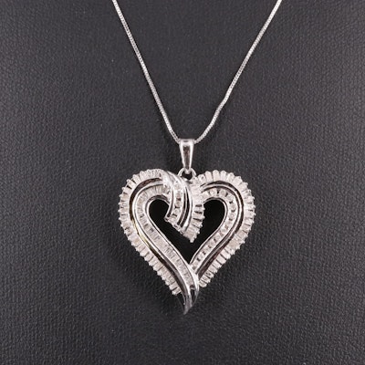 Sterling 1.02 CTW Diamond Heart Pendant Necklace