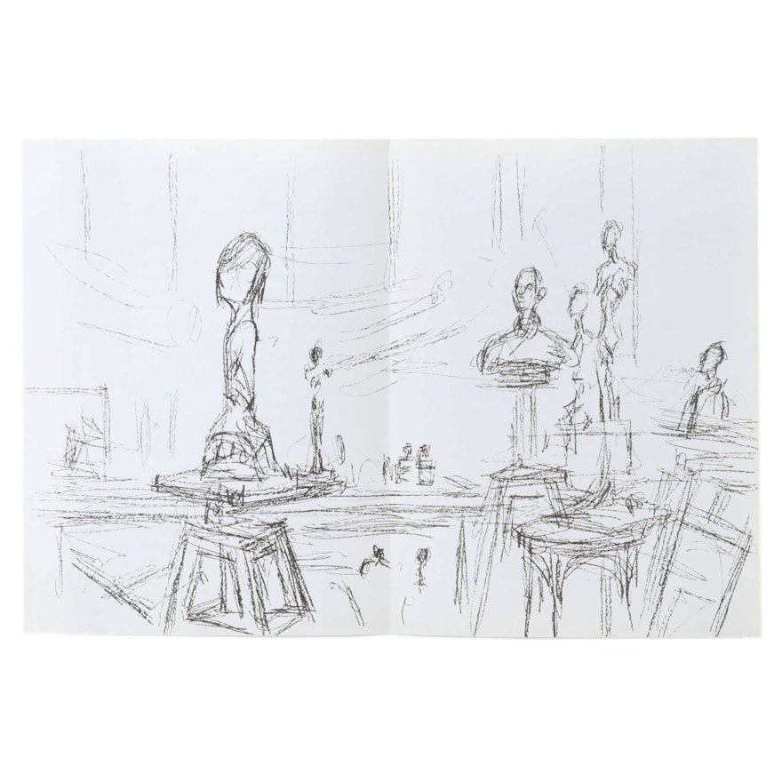 Alberto Giacometti Double-Page Lithograph for "Derrière le Miroir"