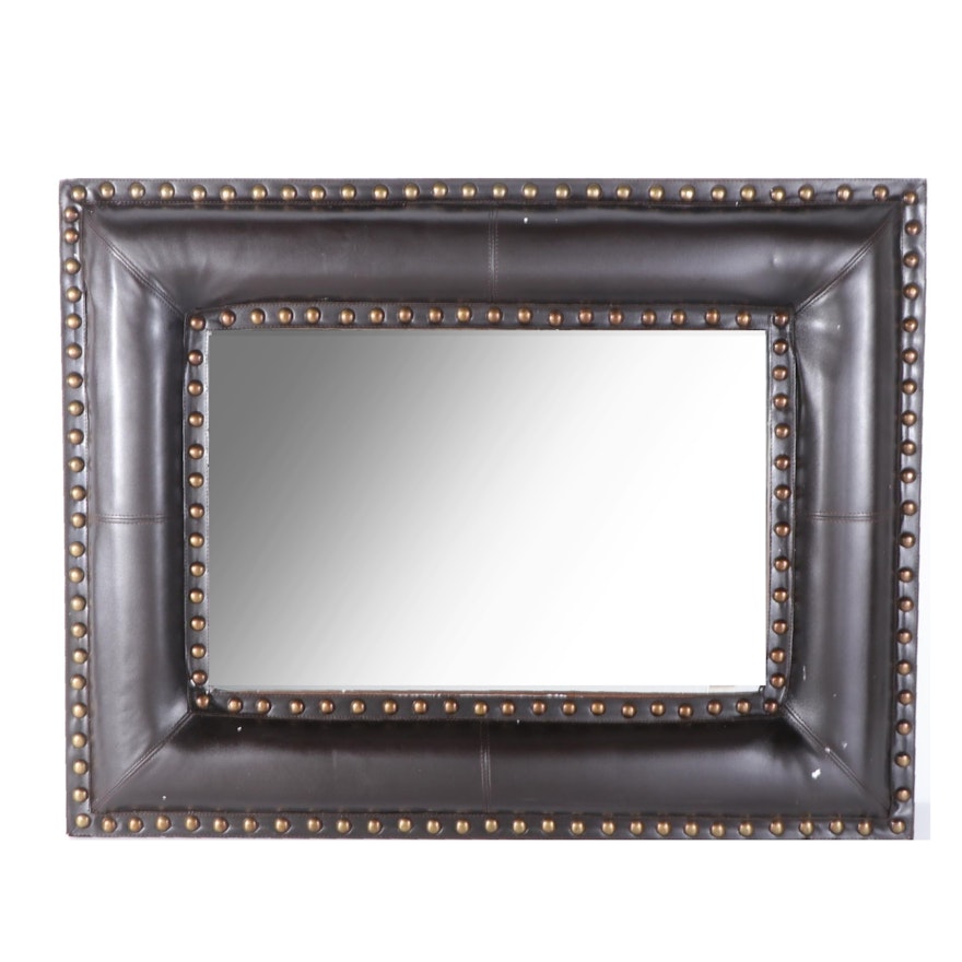 Howard Elliott Collection "Palermo" Dark Brown Leather Wall Mirror