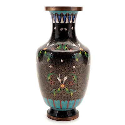Chinese Cloisonné Floral and Foliate Baluster Vase