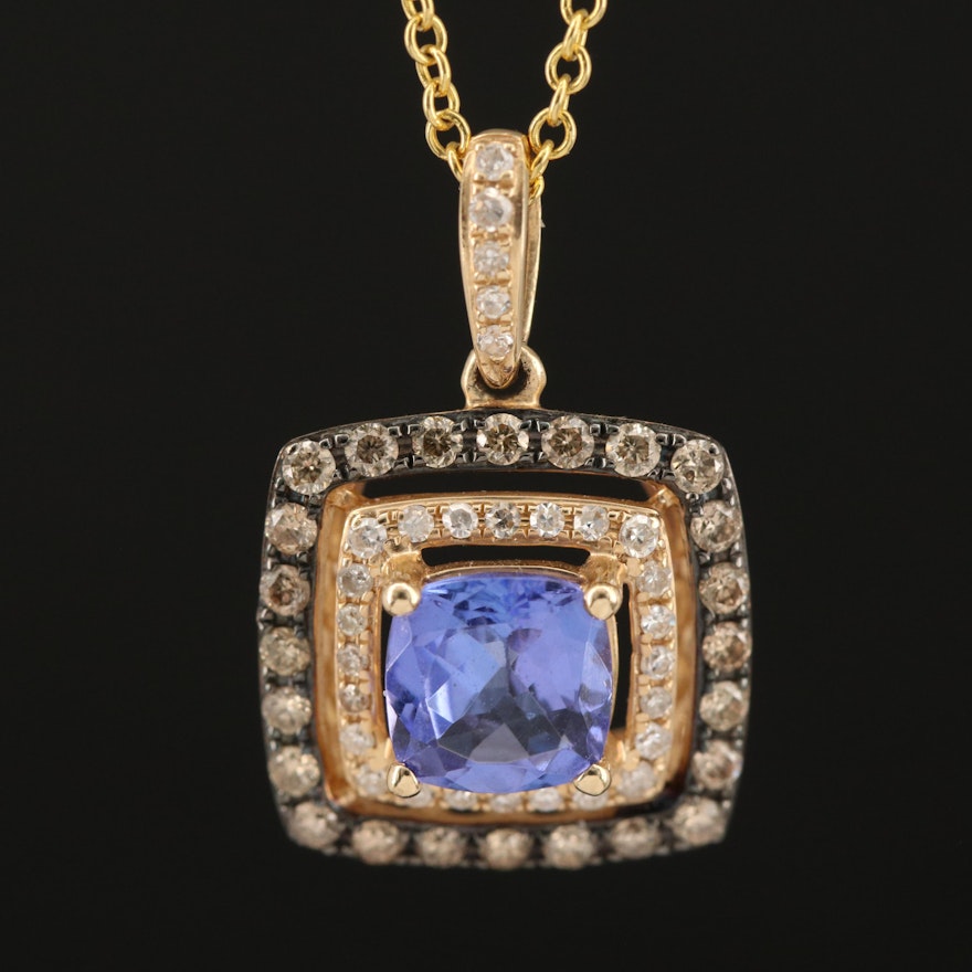 EFFY 14K Tanzanite and Diamond Pendant Necklace