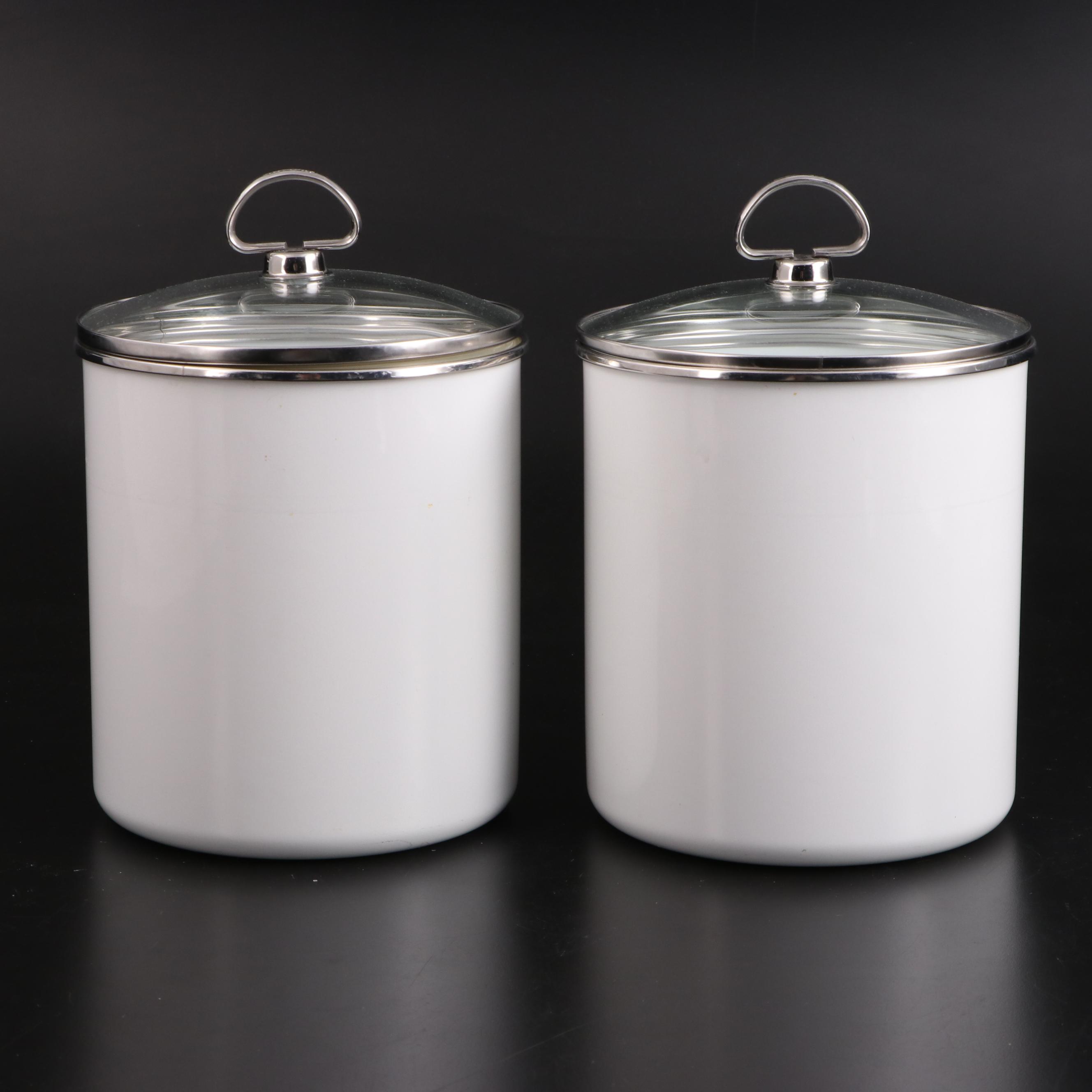 Chantal Stainless Whistling Tea Kettle and Enameled Canister Set EBTH
