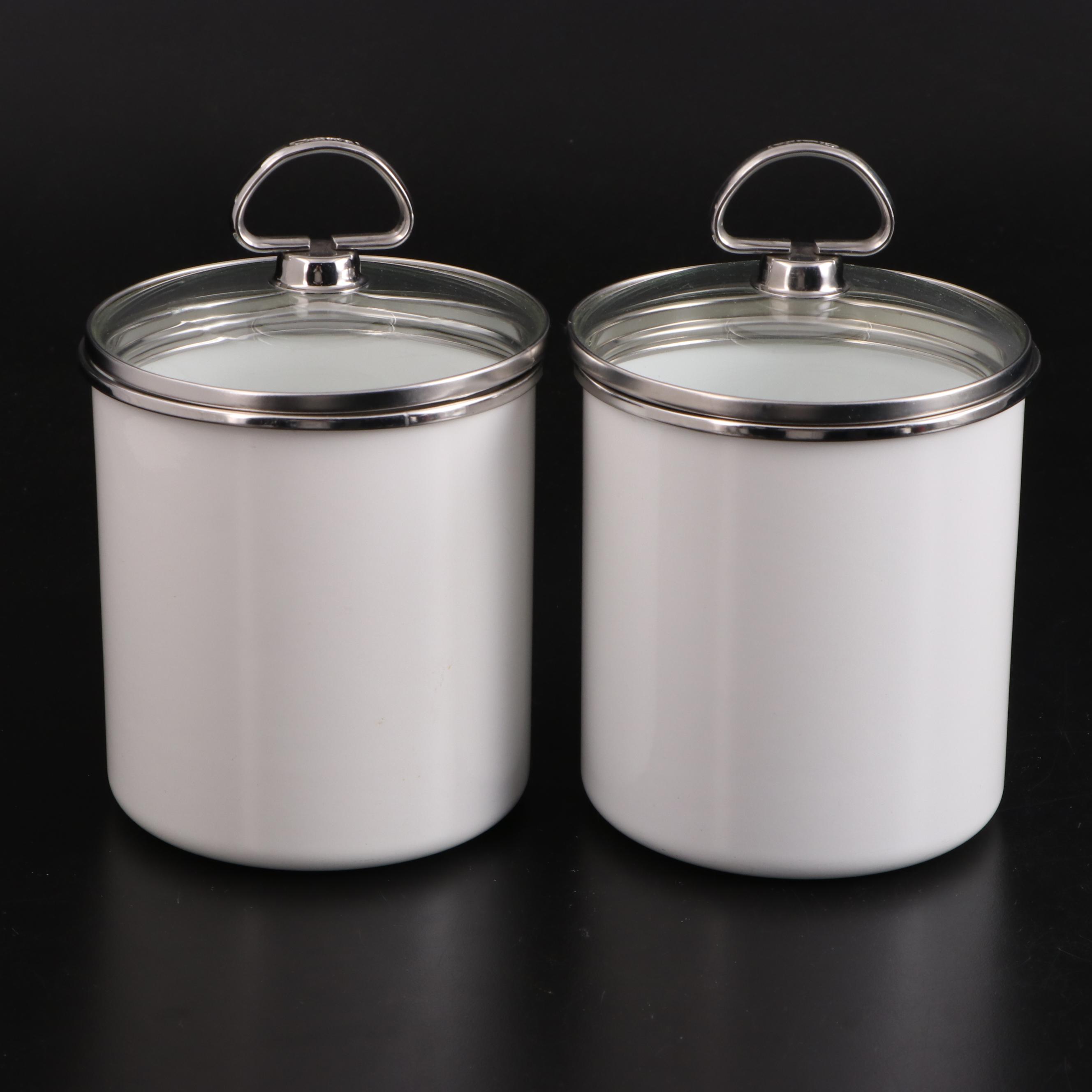 Chantal Stainless Whistling Tea Kettle and Enameled Canister Set EBTH