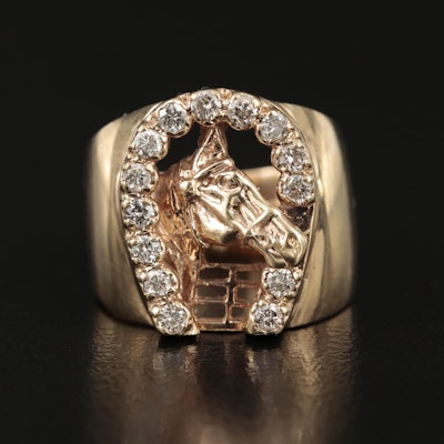 Vintage 14K 0.42 CTW Diamond Equestrian Ring