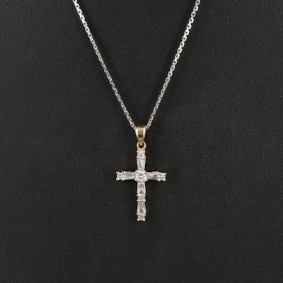 14K 0.42 CTW Diamond Cross Pendant Necklace